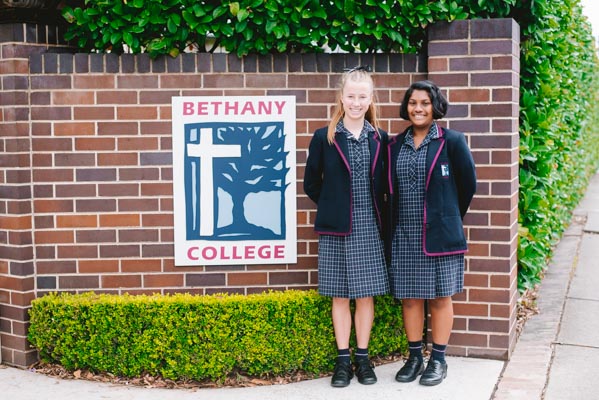Bethany College Hurstville students standing in front of school gate